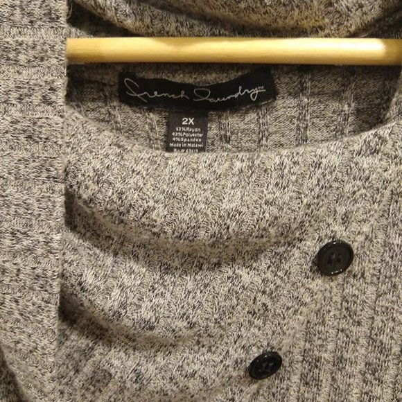 French Laundry Sweater Knit Asymmetrical Button Cowl Neck Top size 2x - Picture 2 of 5